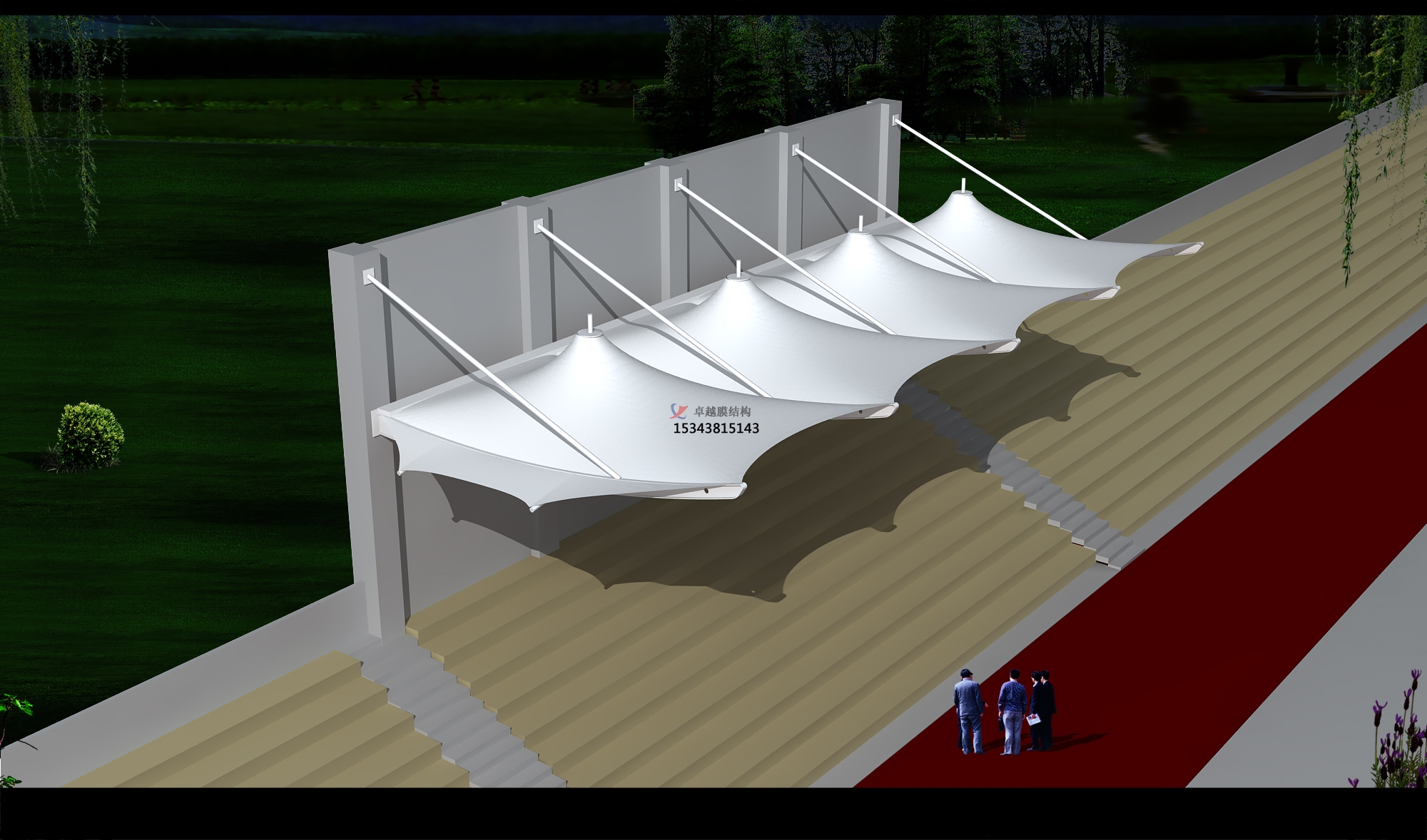 寿阳体育公园膜结构【看台雨棚】门球场案例