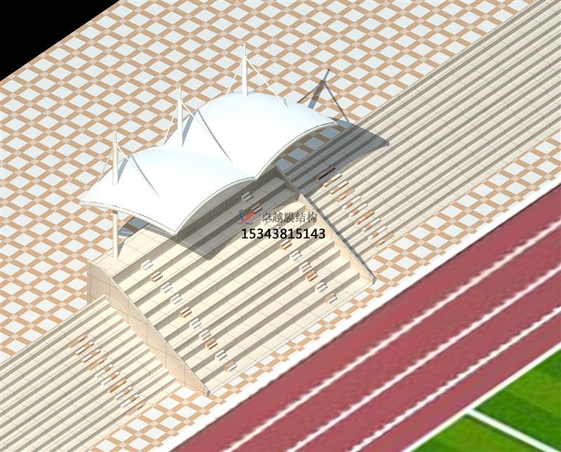 中阳体育公园膜结构【看台雨棚】门球场案例