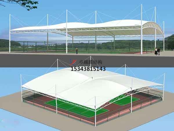 葫芦岛网球场膜结构顶盖/篮球场屋顶/门球场雨棚安装